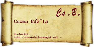 Csoma Béla névjegykártya